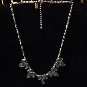 Charming Charlie Curb Chain Necklace With Blue Gemstones.